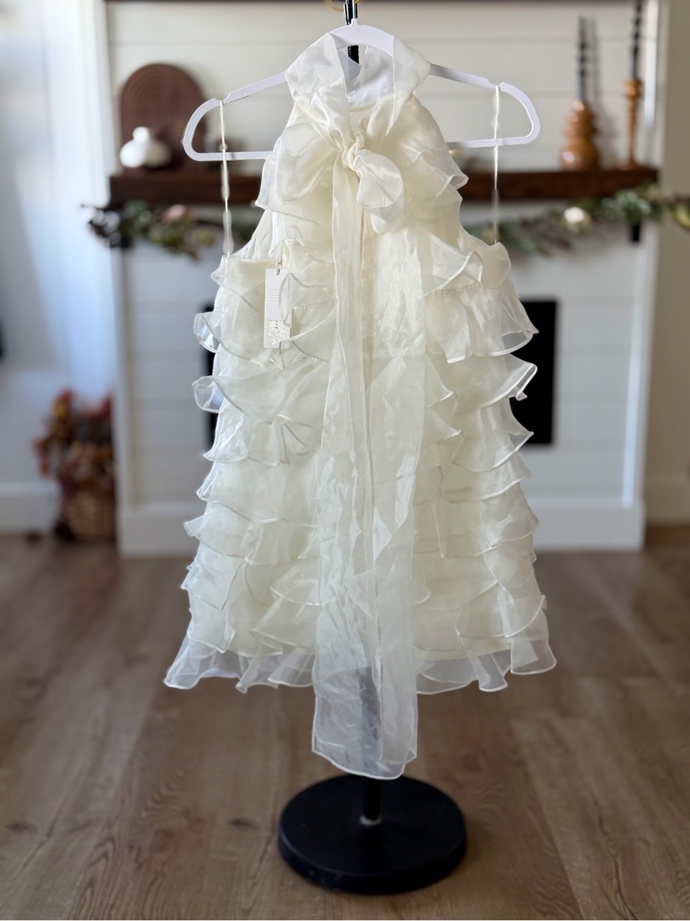 Altar'd State Ivory Ruffle Halter Mini Dress - Picture 2 of 4